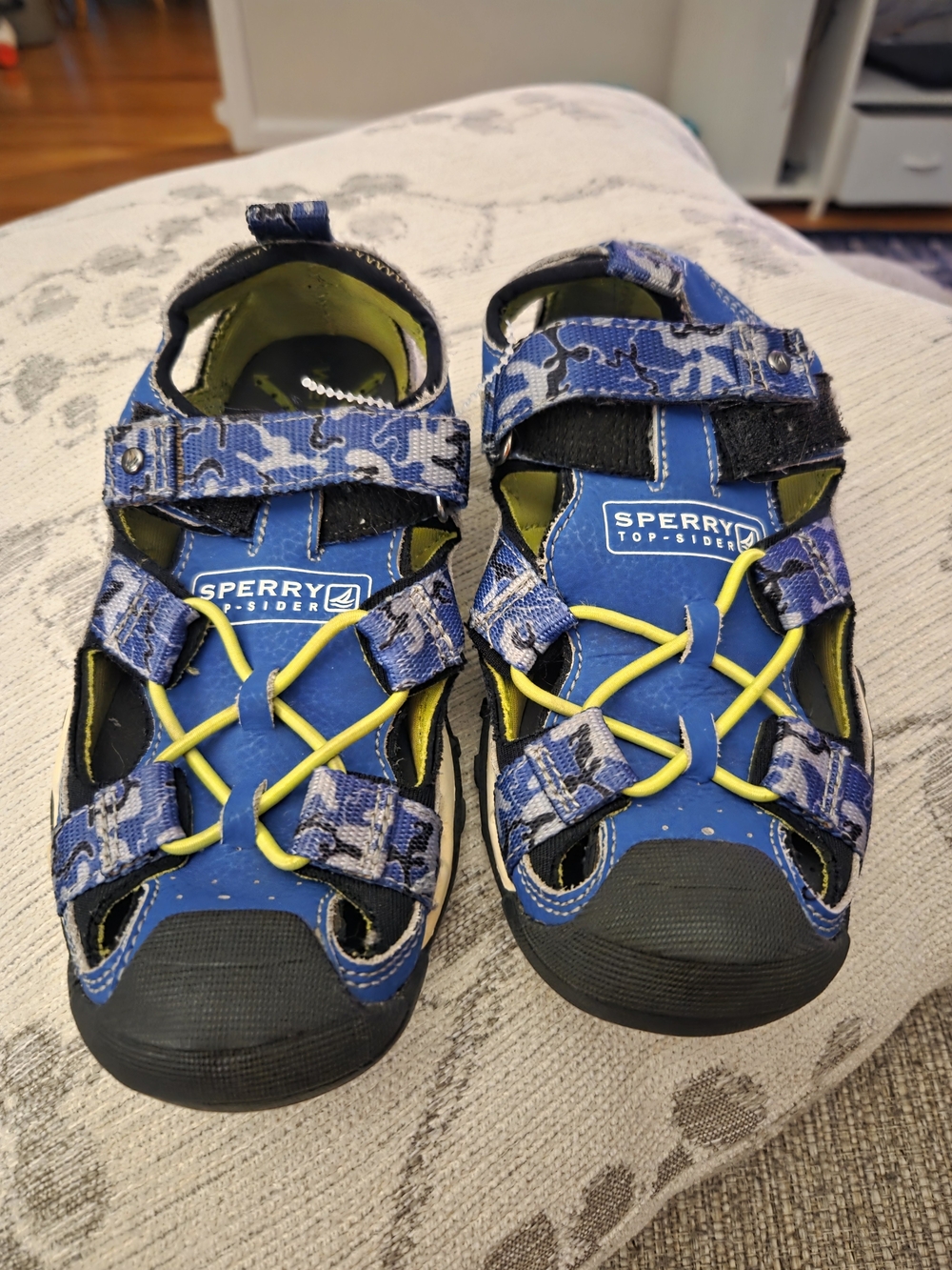 Sperry Kids Blue and Lime Green Wet Tech Fish II Sandal